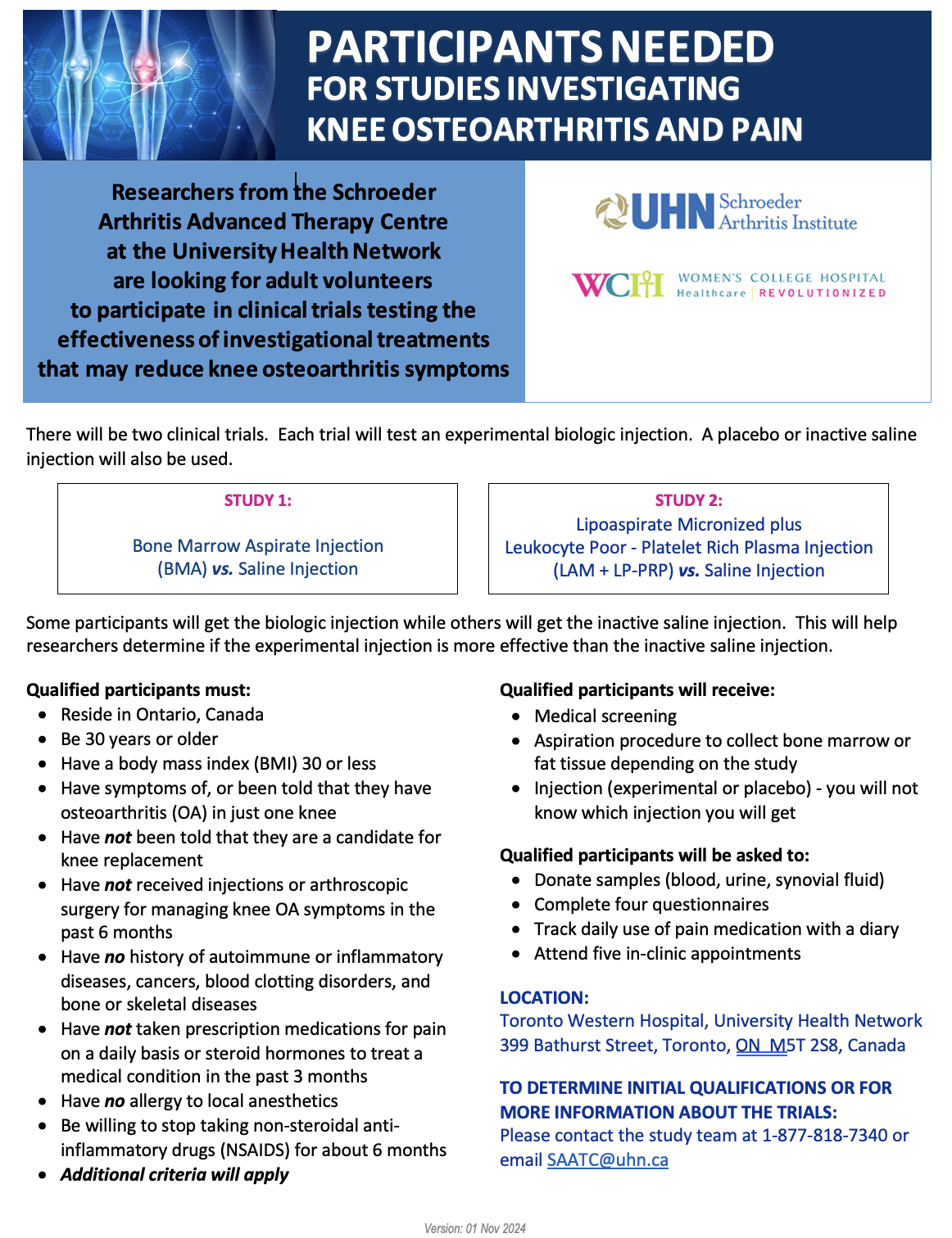 Clinical Trial: Knee Osteoarthritis and Pain Poster