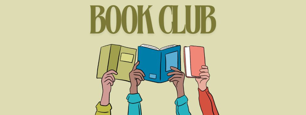 hands holding up books with text book club